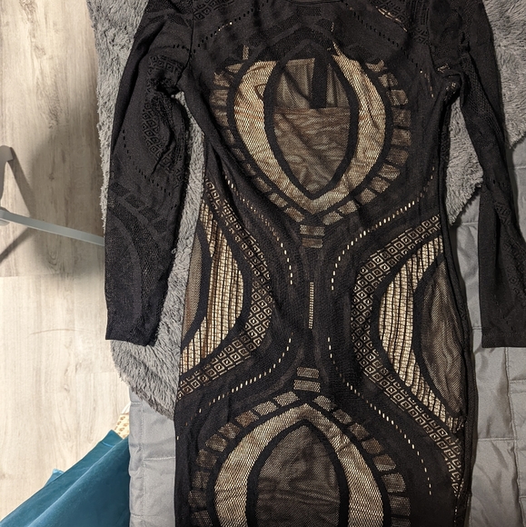 Cocktail Dress Black Body Con attached slip - Picture 5 of 6